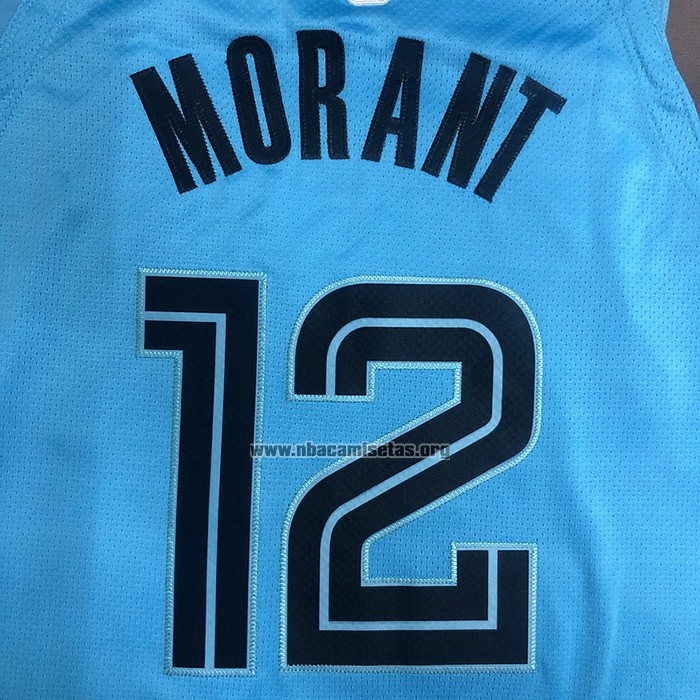Camiseta Memphis Grizzlies Ja Morant NO 12 Statement Autentico 2021-22 Azul